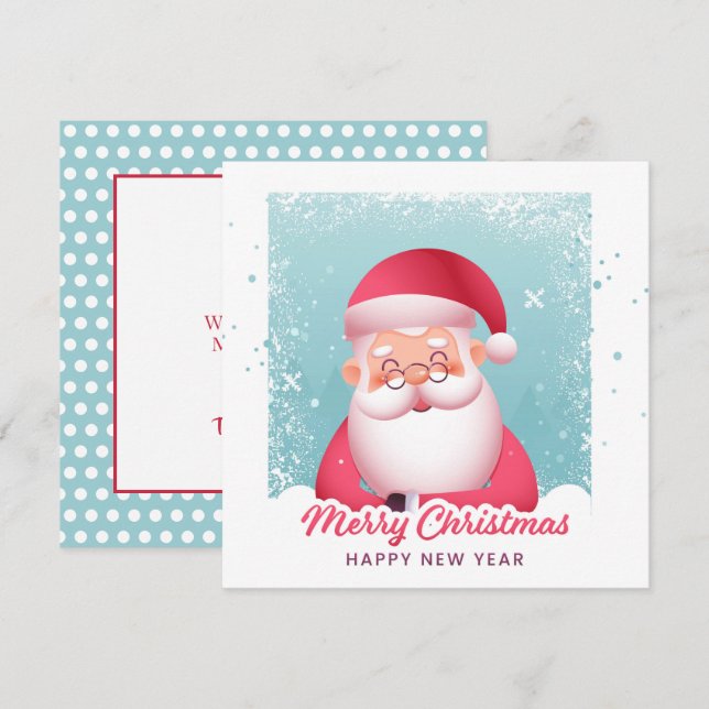 Tarjeta de Navidad de un alegre Santa Claus San Ni (Anverso / Reverso)