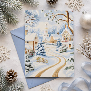 Tarjeta de Navidad de un Encantador Pueblo Nevado