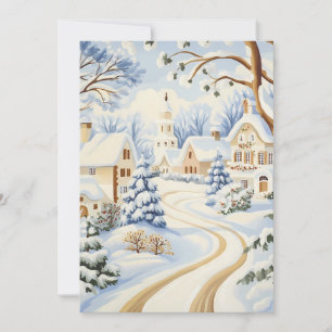 Tarjeta de Navidad de un Encantador Pueblo Nevado