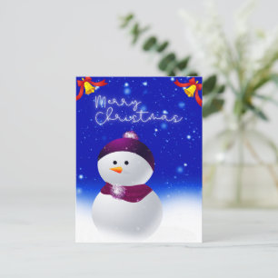 Tarjeta de Navidad de un muñeco de nieve lindo