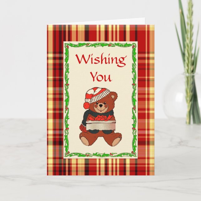 Tarjeta de Navidad de un oso alegre (Anverso)