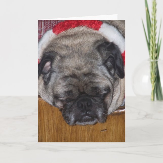 Tarjeta de Navidad de un perro del barro amasado (Anverso)