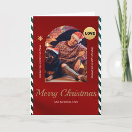 Tarjeta de Navidad de un solo tipo con perro 5 x 7