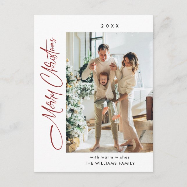 Tarjeta de Navidad de una foto minimalista elegant (Anverso)