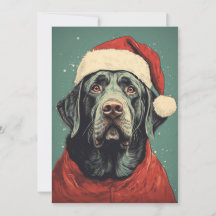 Tarjeta de Navidad de una Labradora Negra de Santa