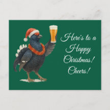 Tarjeta de Navidad de urogallo festivo con sombrer