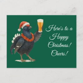 Tarjeta de Navidad de urogallo festivo con sombrer