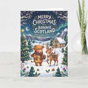 Tarjeta de Navidad de Vaca de las Highlands de Bon