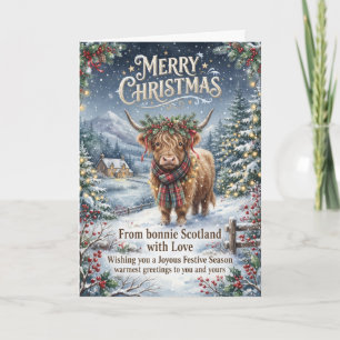 Tarjeta de Navidad de Vaca de las Highlands de Bon