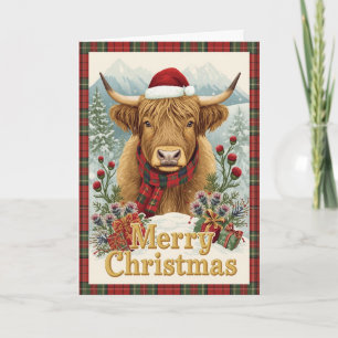 Tarjeta de Navidad de Vaca de las Highlands de Tar