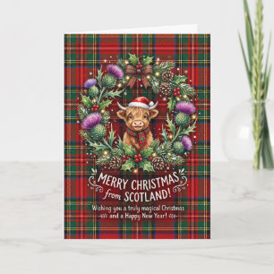 Tarjeta de Navidad de Vaca de las Highlands de Tar