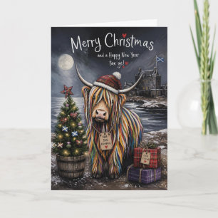 Tarjeta de Navidad de Vaca de las Tierras Altas