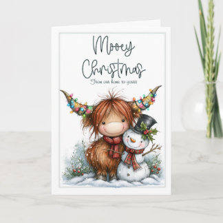 Tarjeta de Navidad de Vaca de las Tierras Altas