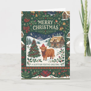 Tarjeta de Navidad de Vaca de las Tierras Altas co