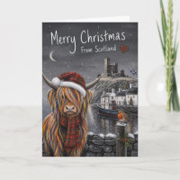 Tarjeta de Navidad de Vaca de las Tierras Altas de