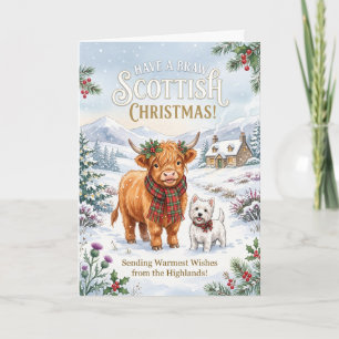 Tarjeta de Navidad de Vaca de las Tierras Altas de