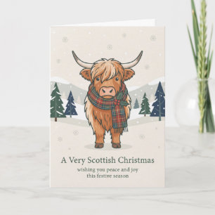 Tarjeta de Navidad de Vaca de las Tierras Altas Mu