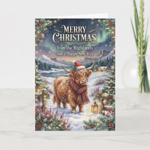 Tarjeta de Navidad de Vaca de las Tierras Altas Ne