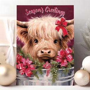 Tarjeta de Navidad de Vaca de las Tierras Altas Sa