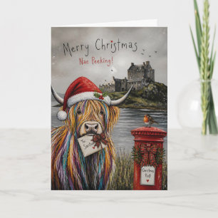 Tarjeta de Navidad de Vaca de las Tierras Altas si