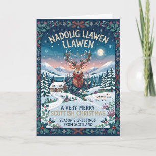 Tarjeta de Navidad de Vaca Highland Nadolig Llawen