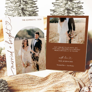 Tarjeta de Navidad de vacaciones casados y brillan