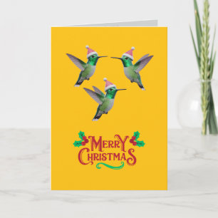 Tarjeta de Navidad de vacaciones de colibrí lindo