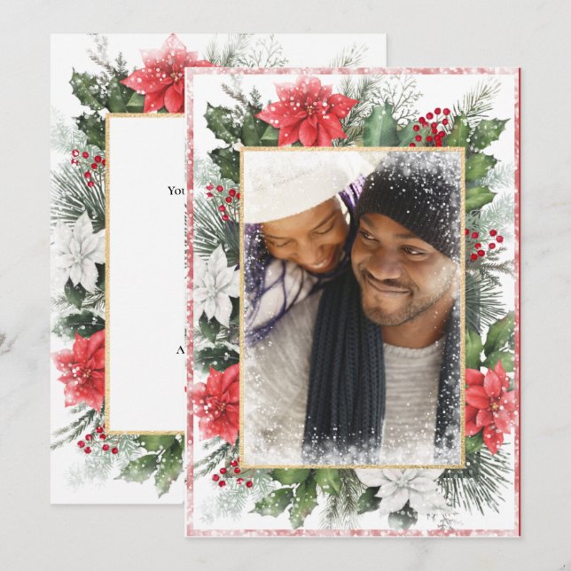 Tarjeta de Navidad de vacaciones de invierno con n (Anverso / Reverso)