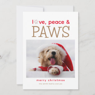 Tarjeta de Navidad de vacaciones de mascotas Amor 