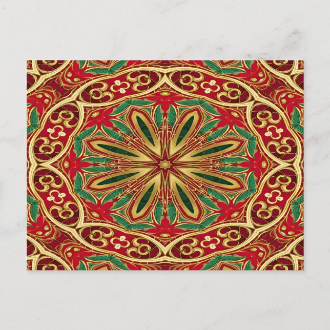 Tarjeta de Navidad de vacaciones de oro rojo (Anverso)