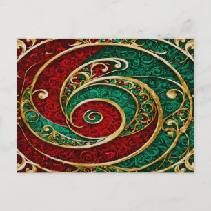 Tarjeta de Navidad de vacaciones de oro rojo verde