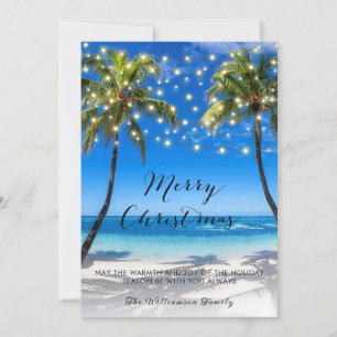 Tarjeta de Navidad de vacaciones de playa costera