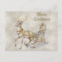 Tarjeta de Navidad de vacaciones de trineo de reno