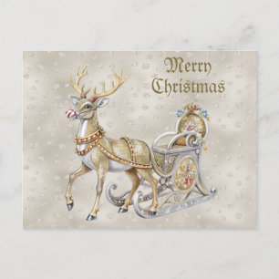 Tarjeta de Navidad de vacaciones de trineo de reno
