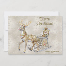 Tarjeta de Navidad de vacaciones de trineo de reno