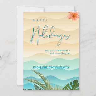 Tarjeta de Navidad de vacaciones en playa tropical