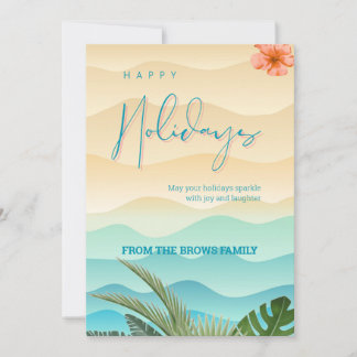 Tarjeta de Navidad de vacaciones en playa tropical