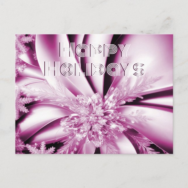 Tarjeta de Navidad de vacaciones florales rosas (Anverso)