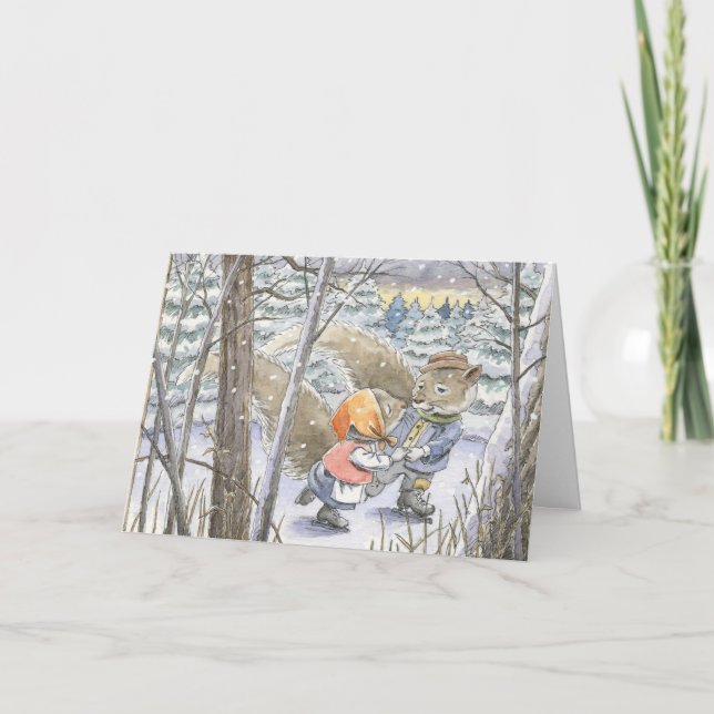 Tarjeta de Navidad de vals de los "patinadores" (Anverso)