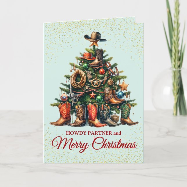Tarjeta de Navidad de Vaquero Adorable (Anverso)