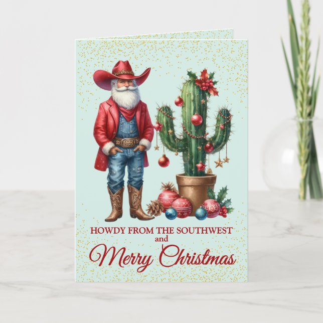Tarjeta de Navidad de vaquero de postre dulce del  (Anverso)