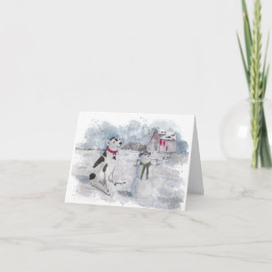 Tarjeta de Navidad de vaquero muñeco de nieve dobl