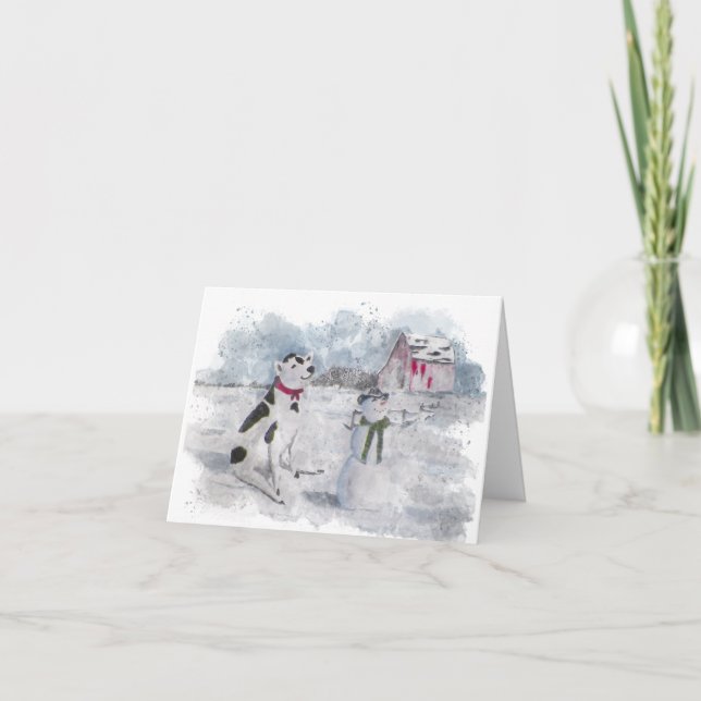 Tarjeta de Navidad de vaquero muñeco de nieve dobl (Anverso)
