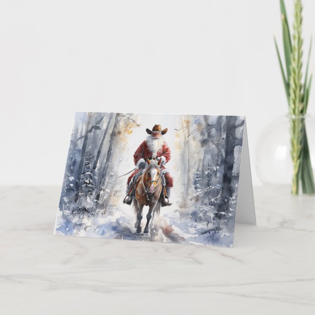 Tarjeta de Navidad de Vaquero Santa (Anverso)