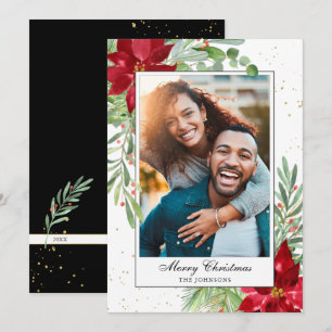 Tarjeta de Navidad de Vegetación Navideña con Acua