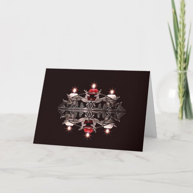 Tarjeta de Navidad de Vela de Reno (Anverso)