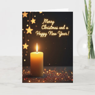Tarjeta de Navidad de Vela Dorada