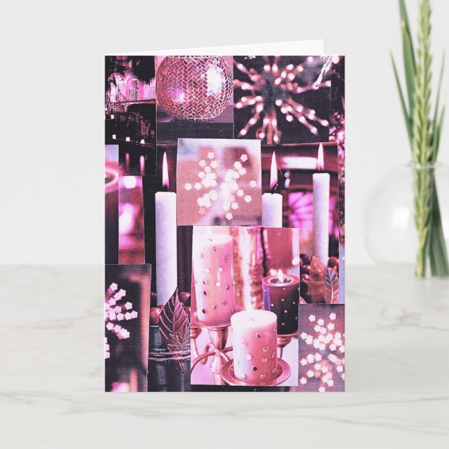 Tarjeta de Navidad de Velas y Destellos (Anverso)
