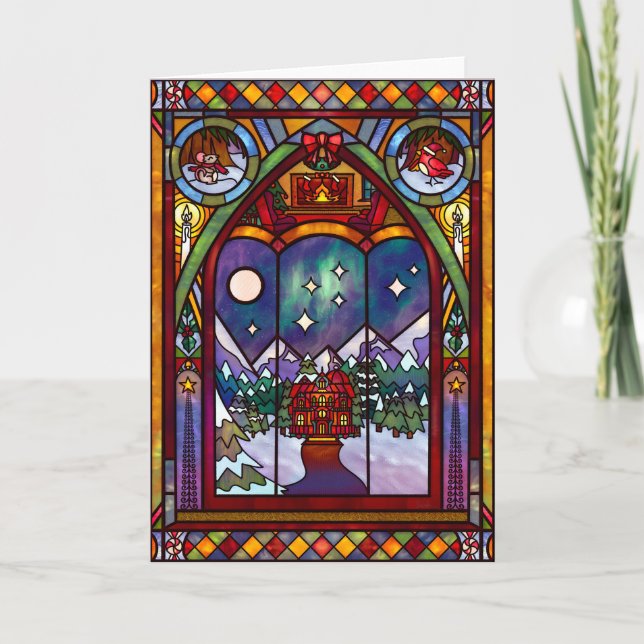 Tarjeta de Navidad de Ventanas de Invierno (Anverso)
