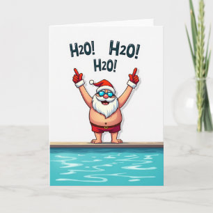 Tarjeta de Navidad de Verano de Natación en Agua